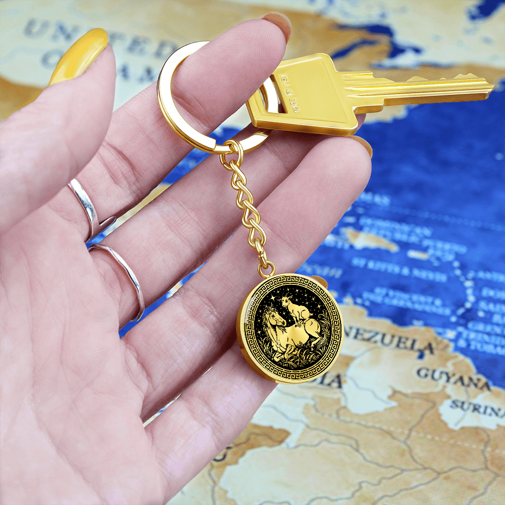 Goat and Horse Keychain - Couples Chinese Zodiac Animal Pendant Jewelry