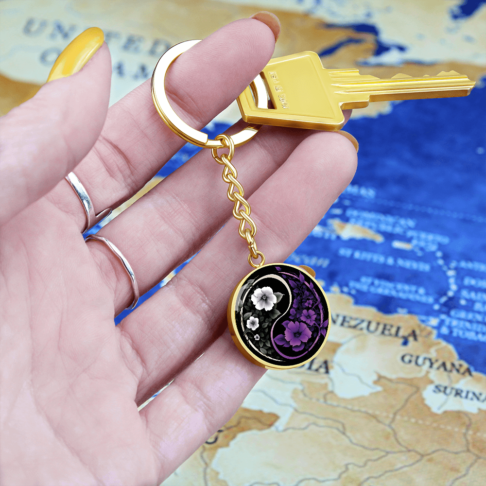 Violet Yin Yang Keychain