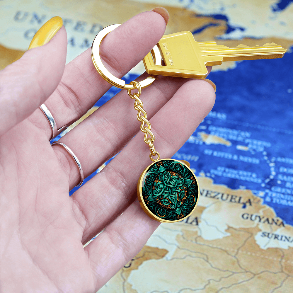 Teal Celtic Knot Keychain - Romantic Pendant Jewelry