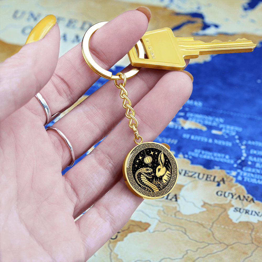 Snake & Rabbit Keychain - Couples Chinese Zodiac Pendant Jewelry