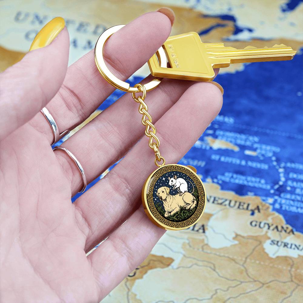 Dog and Rat Keychain - Couples Chinese Zodiac Animal Pendant Jewelry