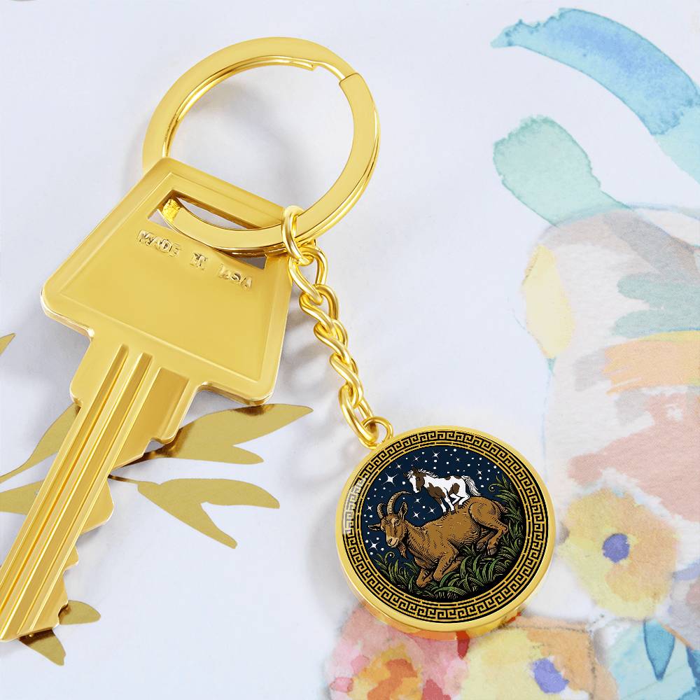 Horse & Goat Keychain - Couples Chinese Zodiac Animal Pendant Jewelry