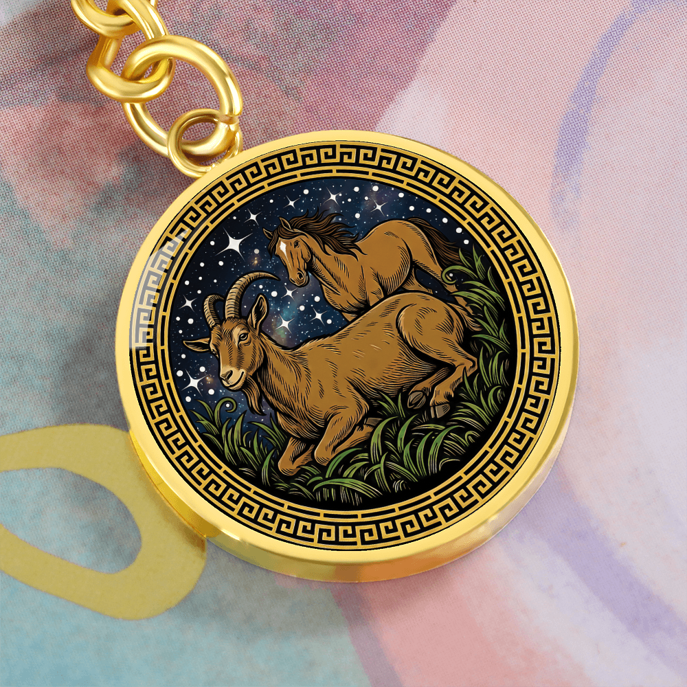 Horse & Goat Keychain - Couples Chinese Zodiac Animal Pendant Jewelry