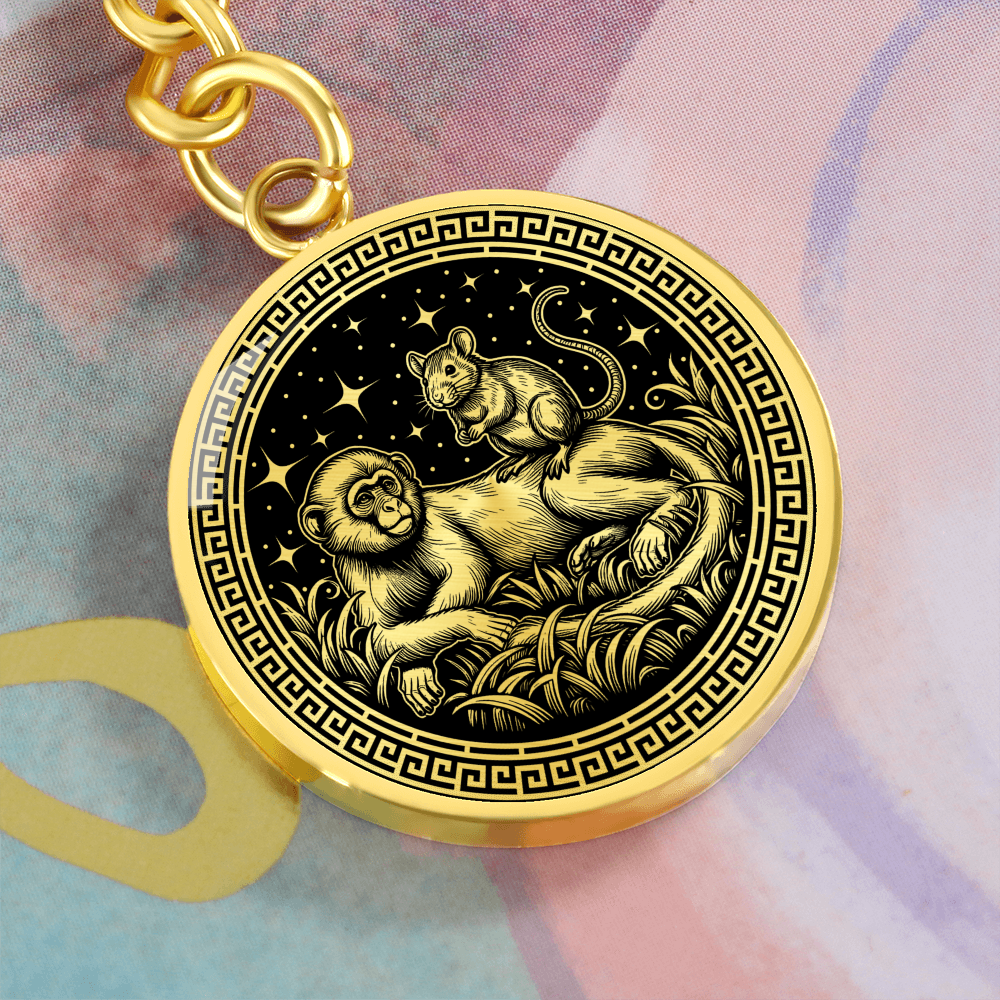 Monkey & Rat Keychain - Couples Chinese Zodiac Animal Pendant Jewelry