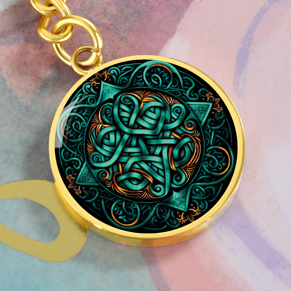Teal Celtic Knot Keychain - Romantic Pendant Jewelry