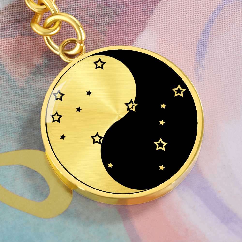 Gemini Yin Yang Pendant Keychain - Zodiac Constellation Jewelry