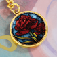 Carnation Keychain - January Birth Flower Pendant Jewelry