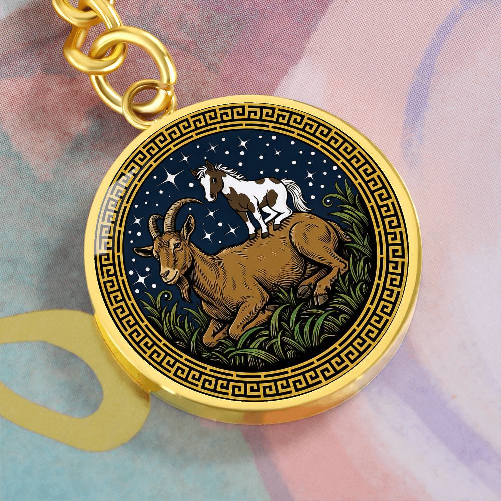 Horse & Goat Keychain - Couples Chinese Zodiac Animal Pendant Jewelry