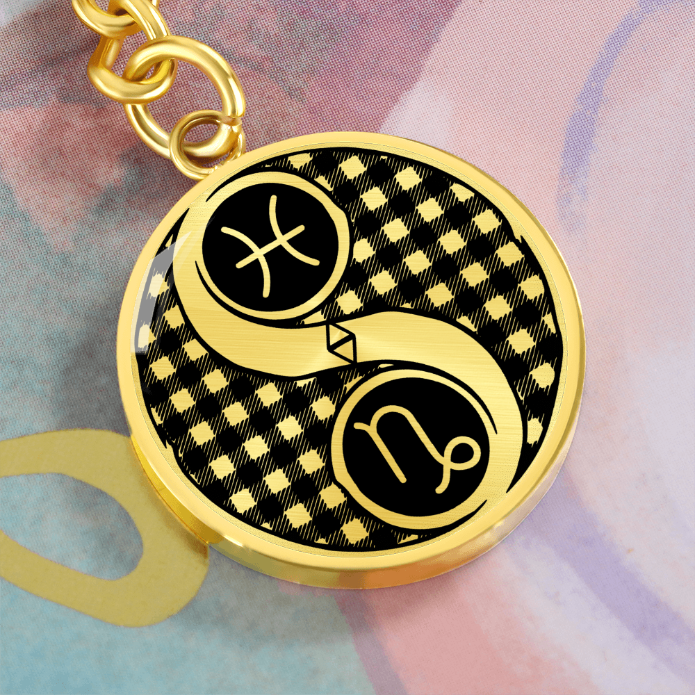 Pisces & Capricorn Keychain, Yin Yang Couples Zodiac Jewelry