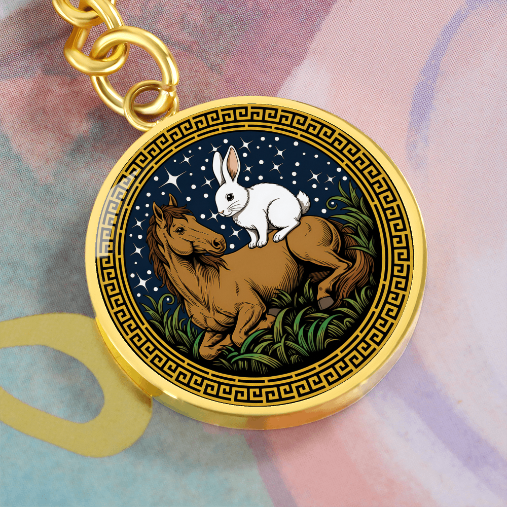 Rabbit and Horse Keychain - Couples Chinese Zodiac Animal Pendant Jewelry