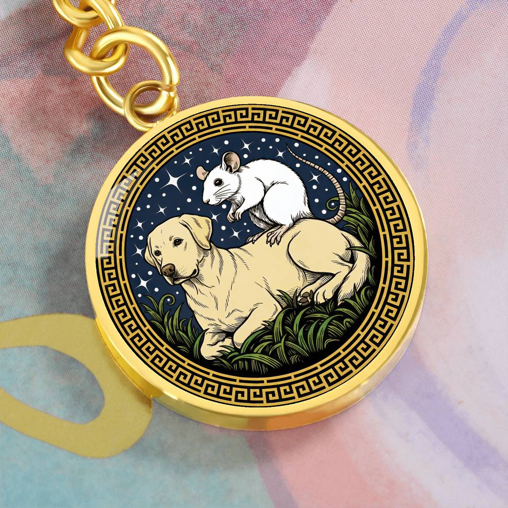 Dog and Rat Keychain - Couples Chinese Zodiac Animal Pendant Jewelry