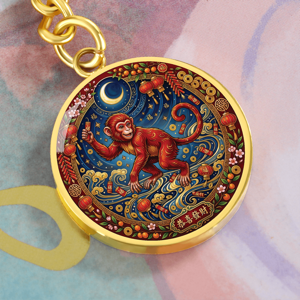 Year of The Monkey Keychain - Chinese Zodiac Animal Charm Pendant Jewelry