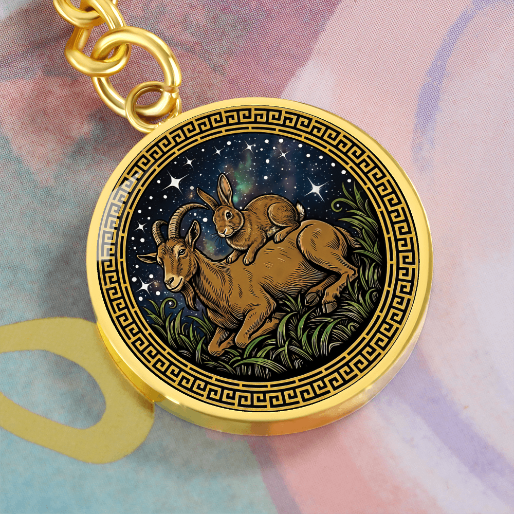 Rabbit & Goat Keychain - Couples Chinese Zodiac Animal Pendant Jewelry