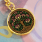 Celtic Tree of Life Pendant Keychain - Honeysuckle June Birth Flower Jewelry