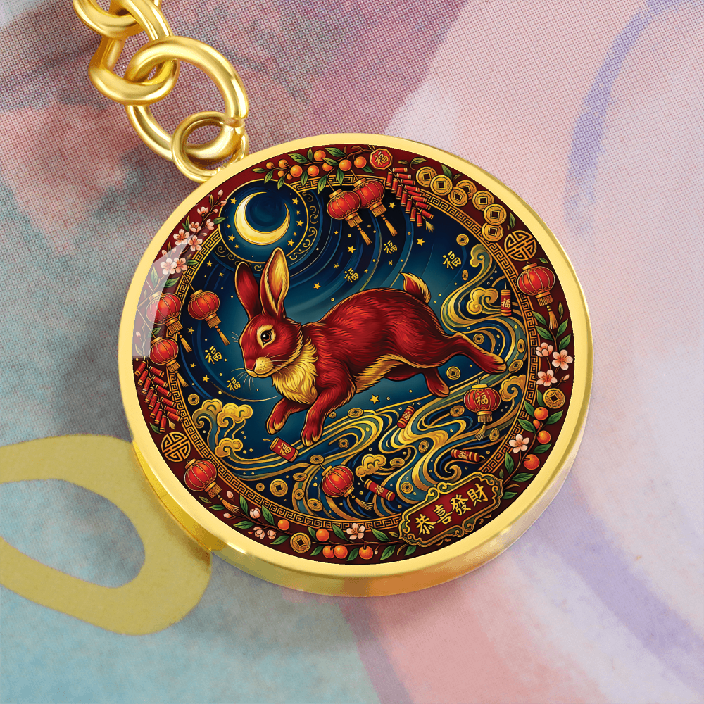 Year of The Rabbit Keychain - Chinese Zodiac Animal Charm Pendant Jewelry