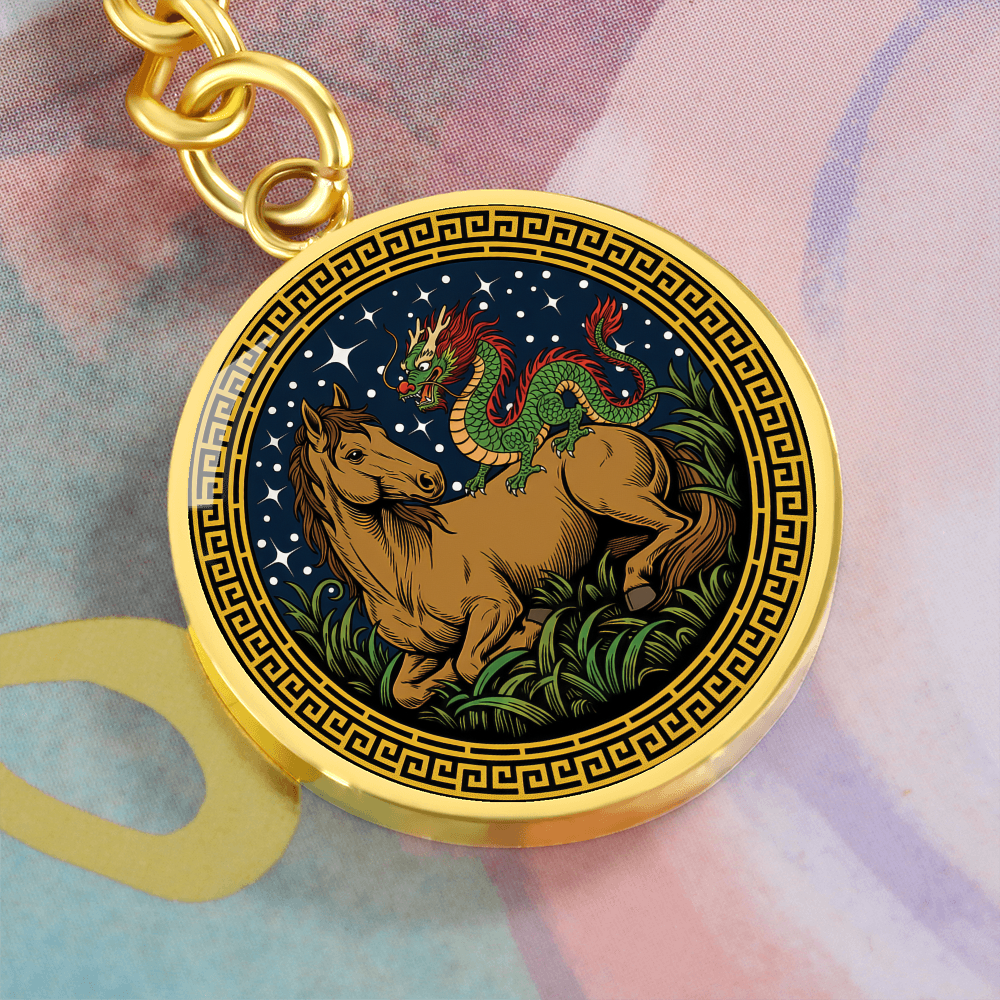 Dragon and Horse Keychain - Couples Chinese Zodiac Animal Pendant Jewelry