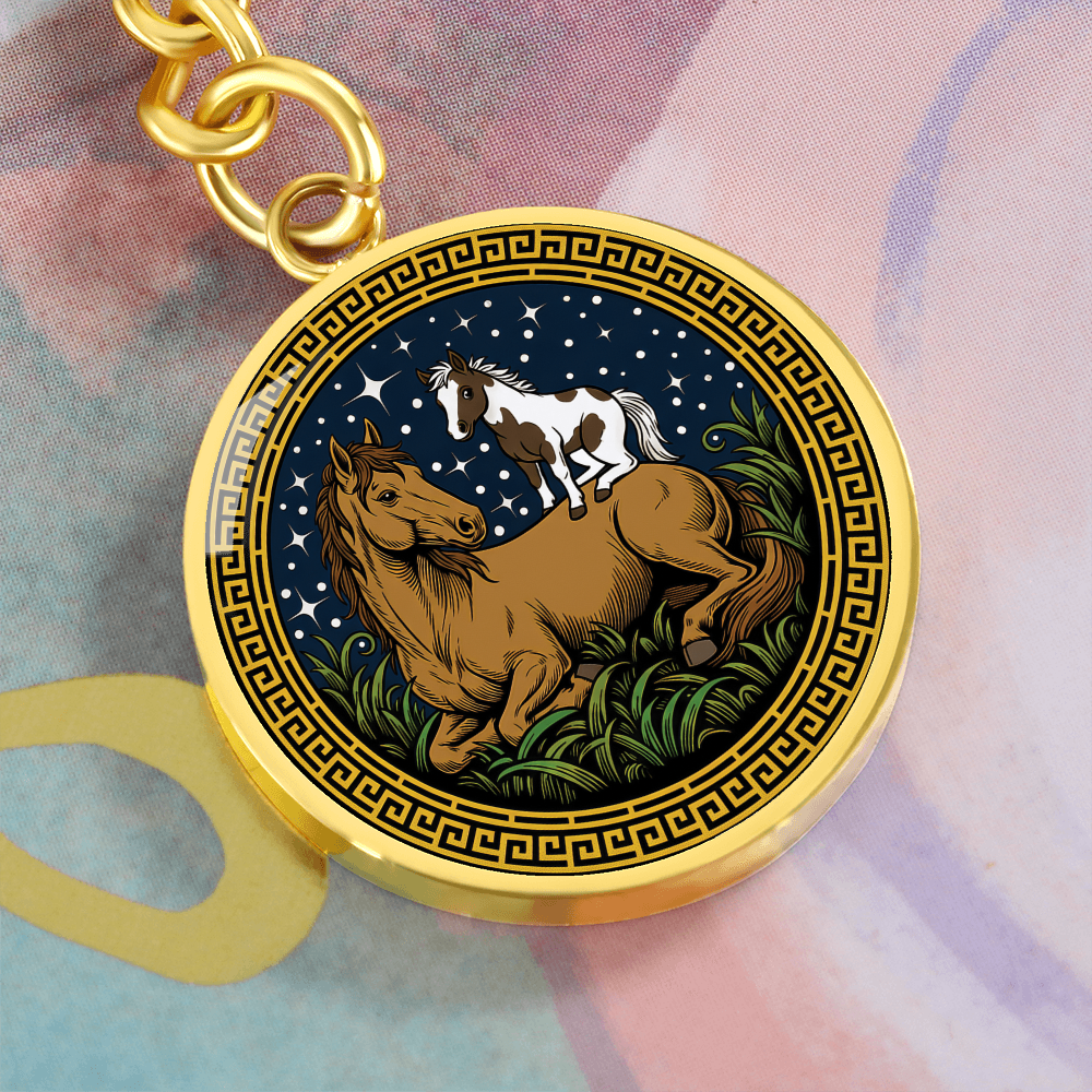 Horse and Horse Keychain - Couples Chinese Zodiac Animal Pendant Jewelry