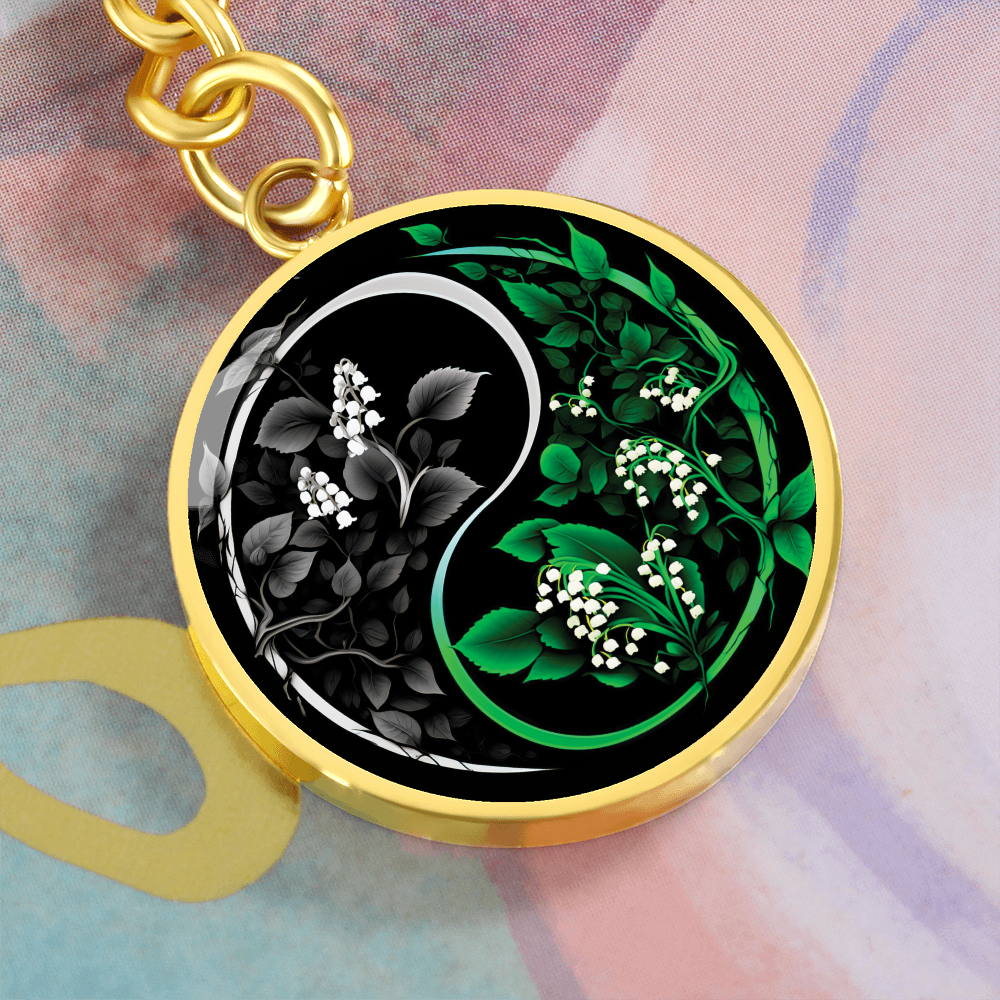 Lily of the Valley Keychain - May Yin Yang Birth Flower Jewelry
