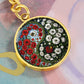 Poppy Yin Yang Keychain - August Birth Month Flower Pendant Jewelry