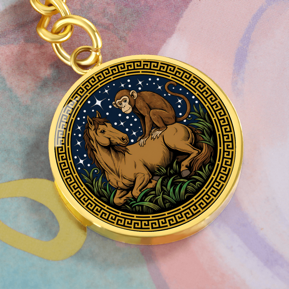 Monkey and Horse Keychain - Couples Chinese Zodiac Animal Pendant Jewelry
