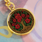 Celtic Tree of Life Pendant Keychain - Gladiolus August Birth Flower Jewelry
