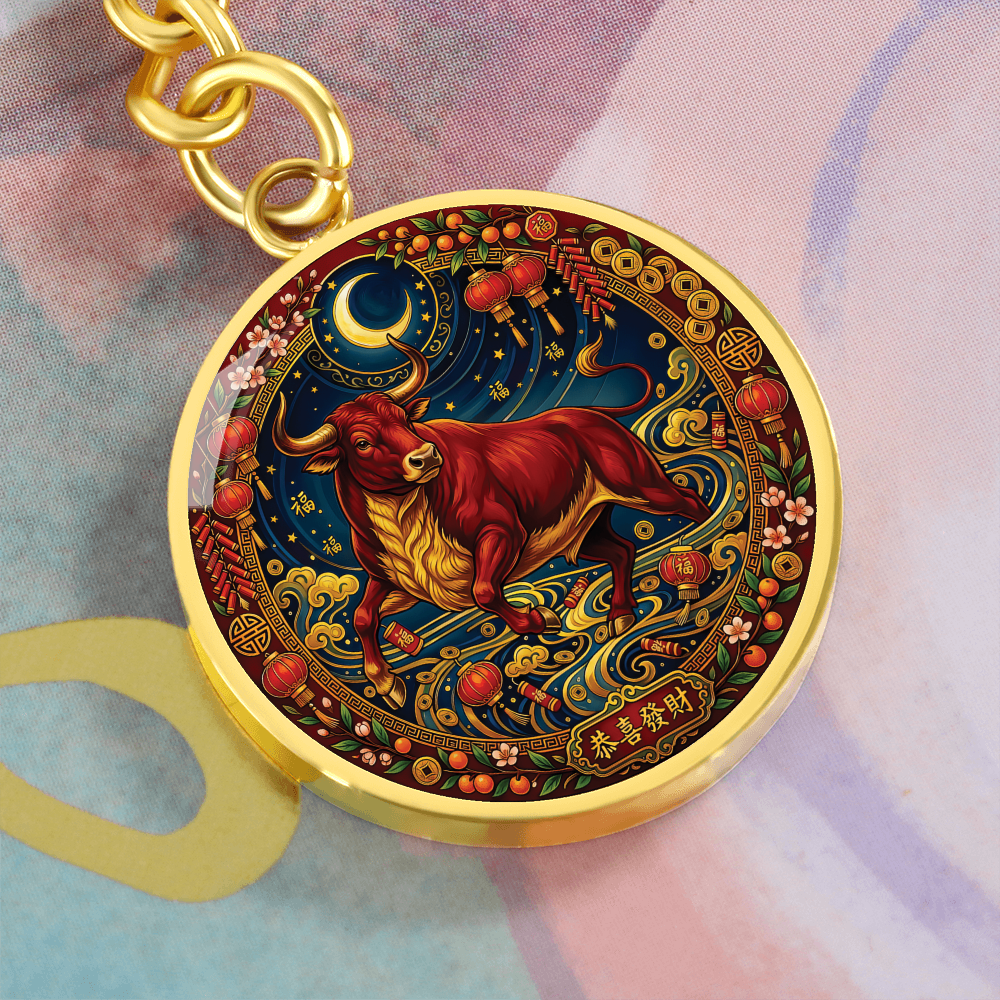 Year of The Ox Keychain - Chinese Zodiac Animal Charm Pendant Jewelry