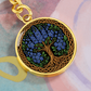 Celtic Tree of Life Pendant Keychain - Larkspur July Birth Flower Jewelry