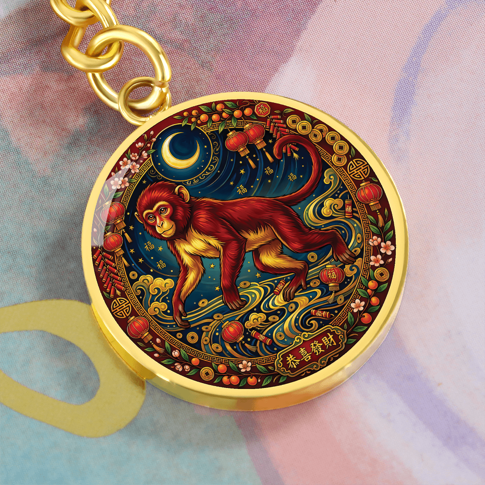 Year of The Monkey Keychain - Chinese Zodiac Animal Charm Pendant Jewelry