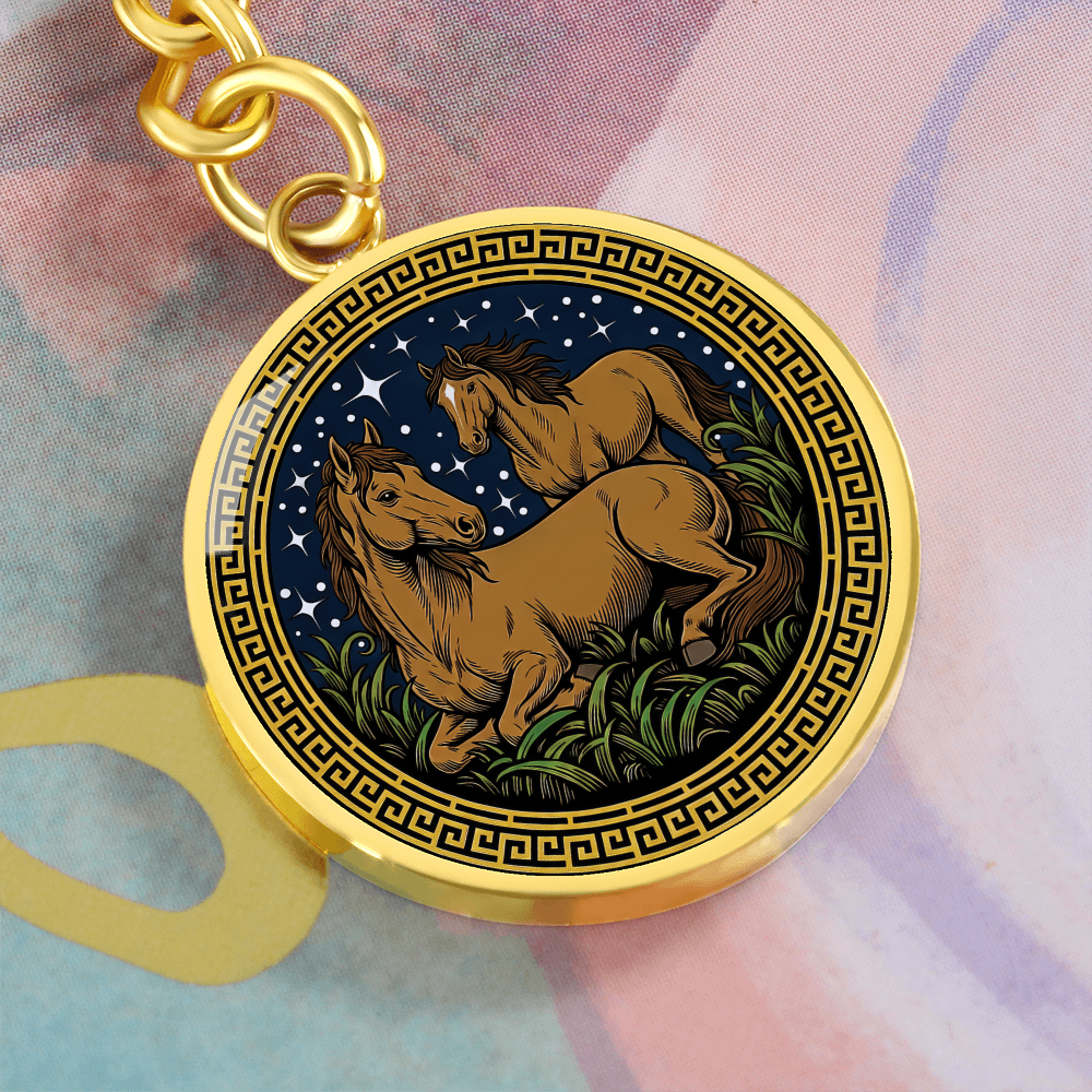 Horse and Horse Keychain - Couples Chinese Zodiac Animal Pendant Jewelry