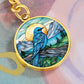 Personalized Mountain Bluebird Keychain, Idaho State Bird Keychain, Blue Bird Charm Pendant, Gold Nature Jewelry Gift For Her or Him