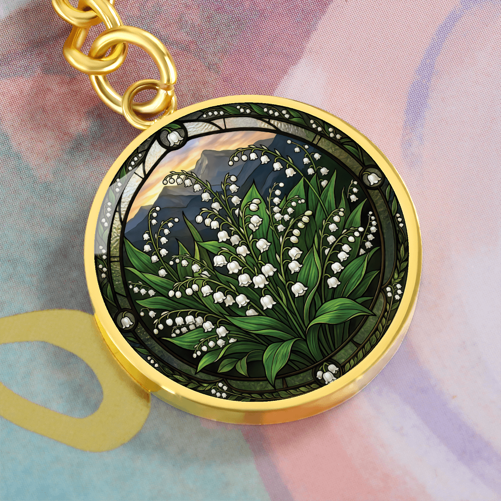 White Lily of the Valley Keychain - May Birth Flower Pendant Jewelry