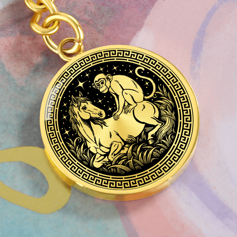 Monkey and Horse Keychain - Couples Chinese Zodiac Animal Pendant Jewelry
