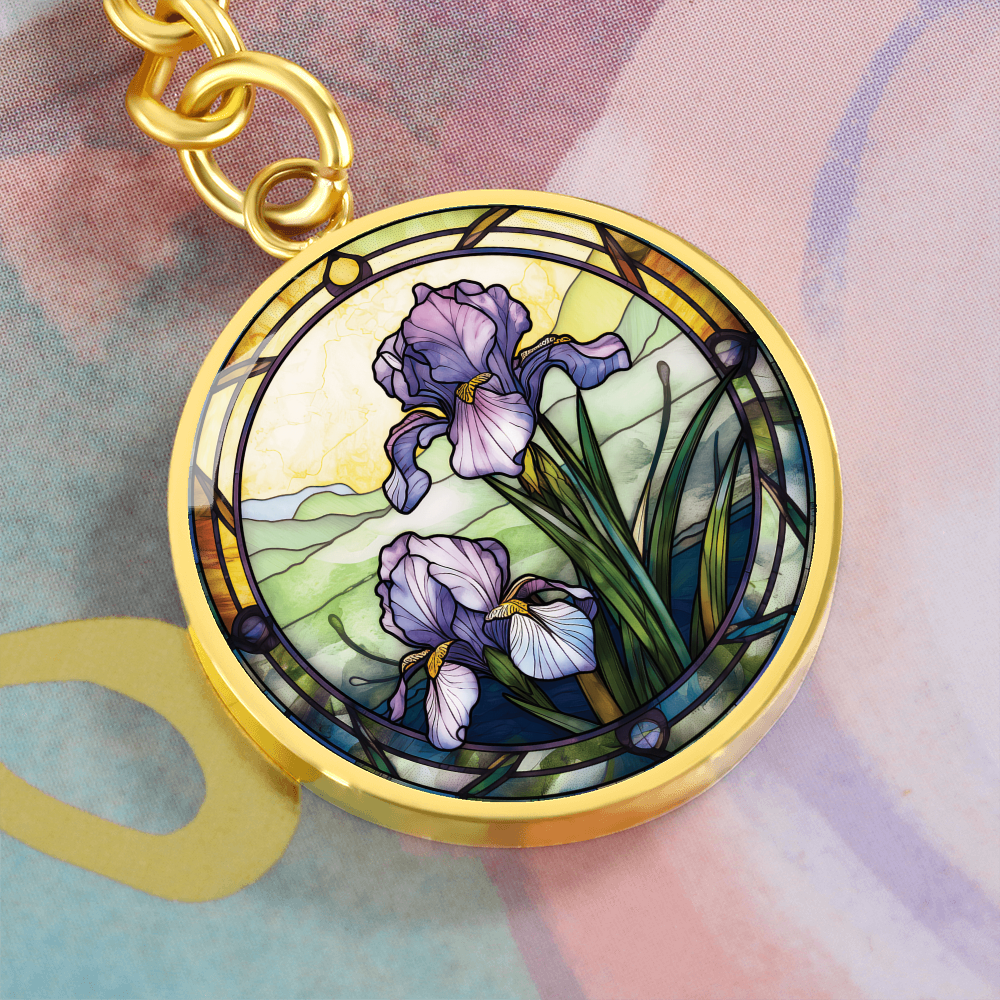 Iris Keychain - February Birth Flower Pendant Jewelry