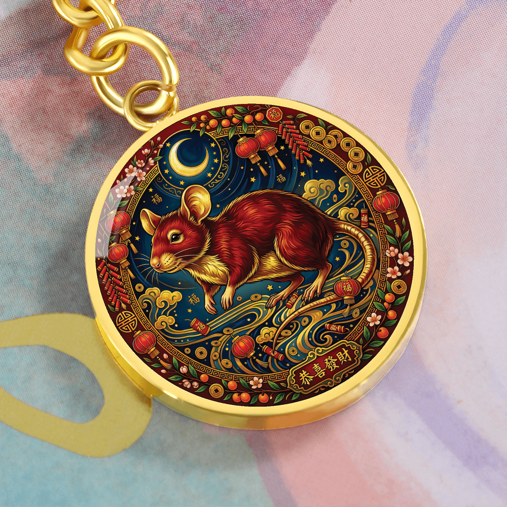 Year of The Rat Keychain - Chinese Zodiac Animal Charm Pendant Jewelry