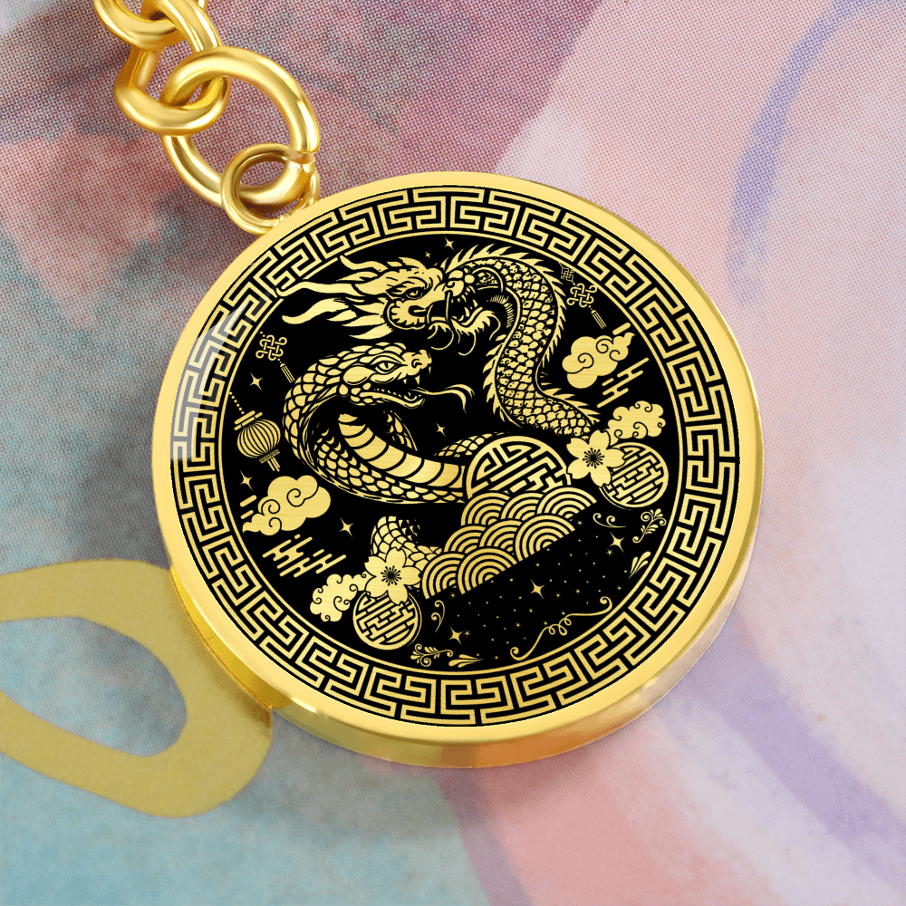 Dragon & Snake Keychain - Couples Chinese Zodiac Animal Pendant Jewelry