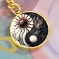 Sun and Moon Keychain, Personalized Celestial Jewelry, 18K Gold Yin and Yang Charm Pendant, Harmony & Unity Space Gift For Her or Him