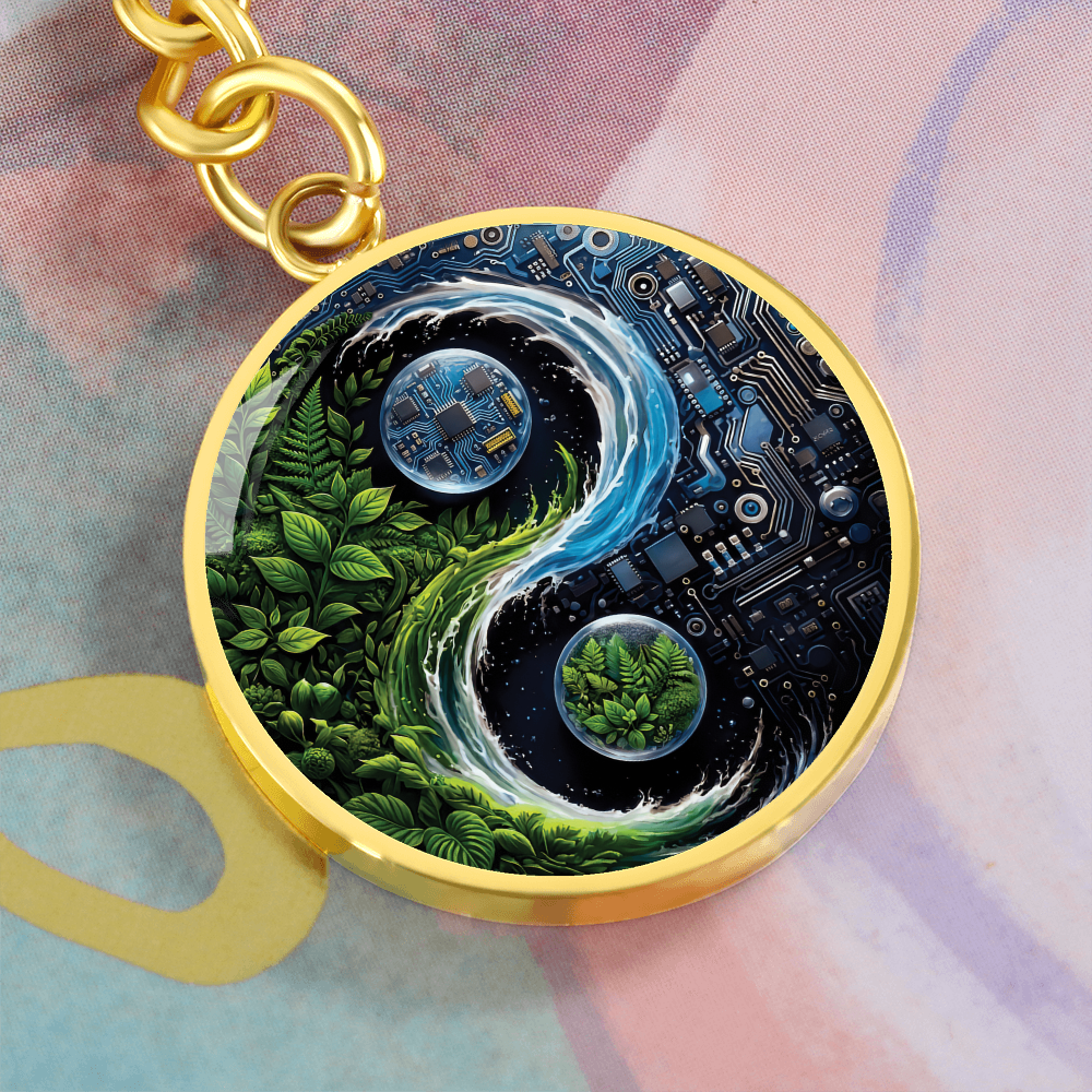 Nature & Circuit Yin Yang Pendant Keychain