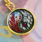 Larkspur Yin Yang Keychain - July Birth Month Flower Pendant Jewelry