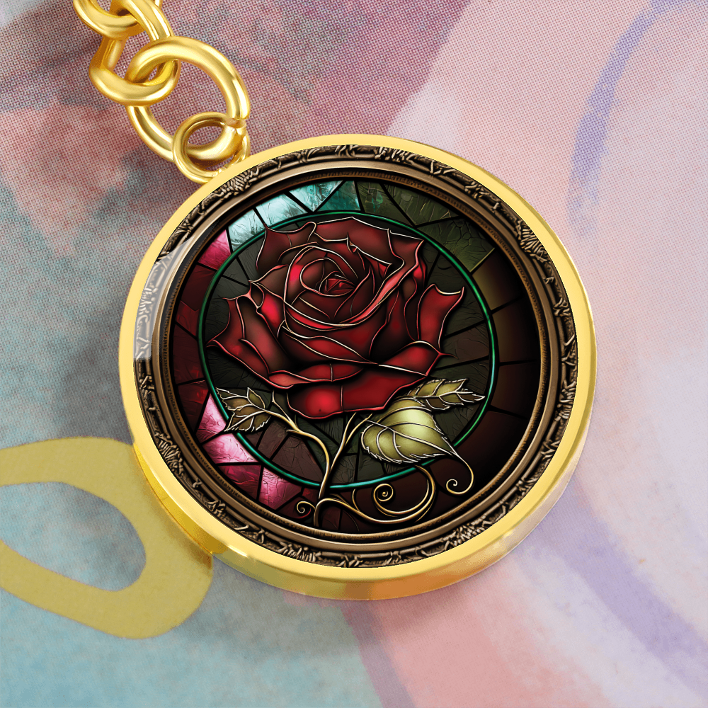 Red Rose Keychain - June Birth Flower Pendant Jewelry