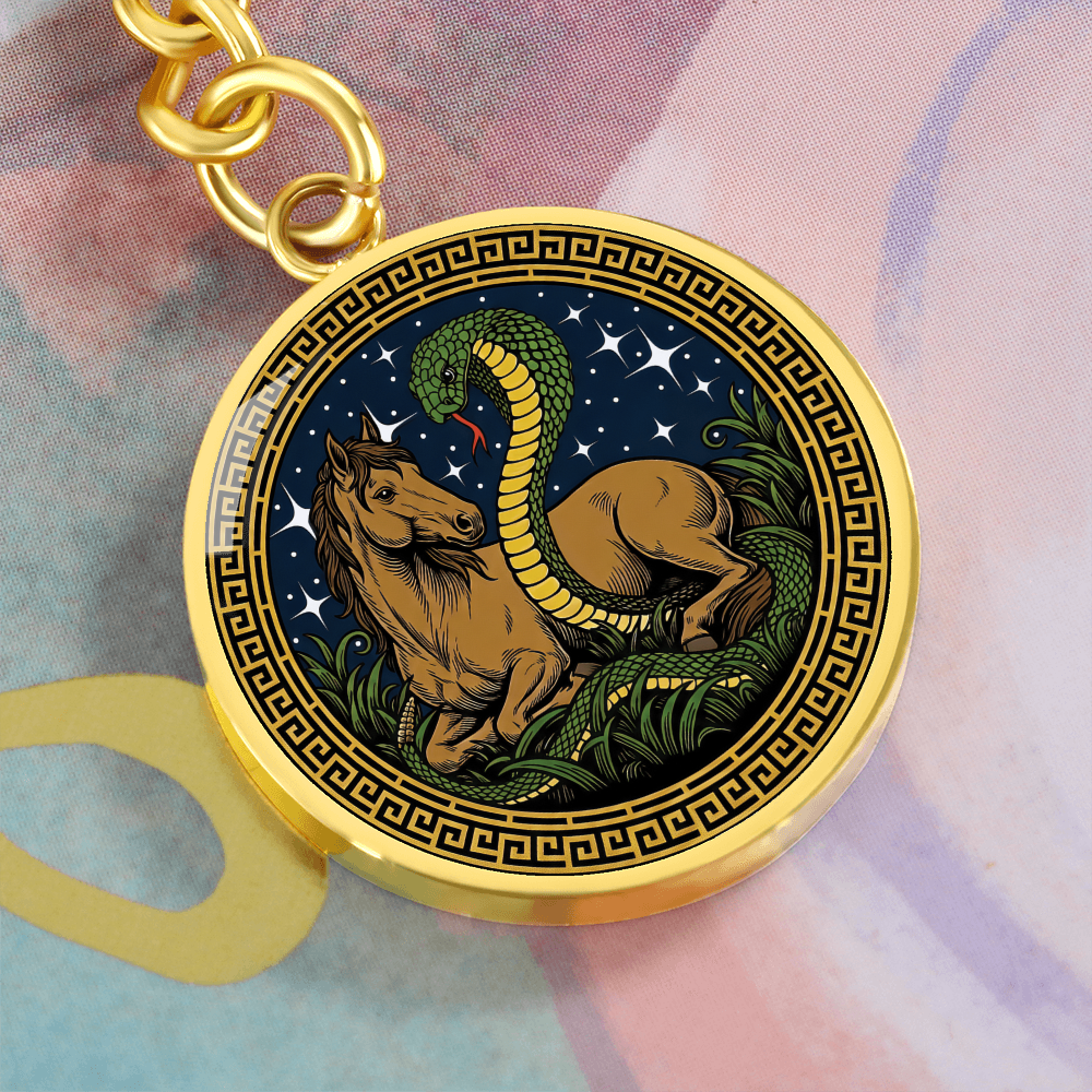 Snake and Horse Keychain - Couples Chinese Zodiac Animal Pendant Jewelry