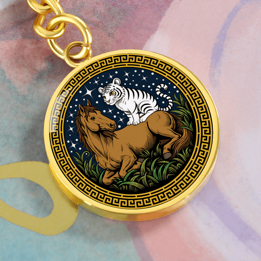 Tiger and Horse Keychain - Couples Chinese Zodiac Animal Pendant Jewelry