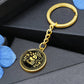 This Year of the dragon keychain. Elegant gold pendant with a rabbit & dragon, is set against a gold backdrop. This jewelry offers personalization with an engraving option for a name.