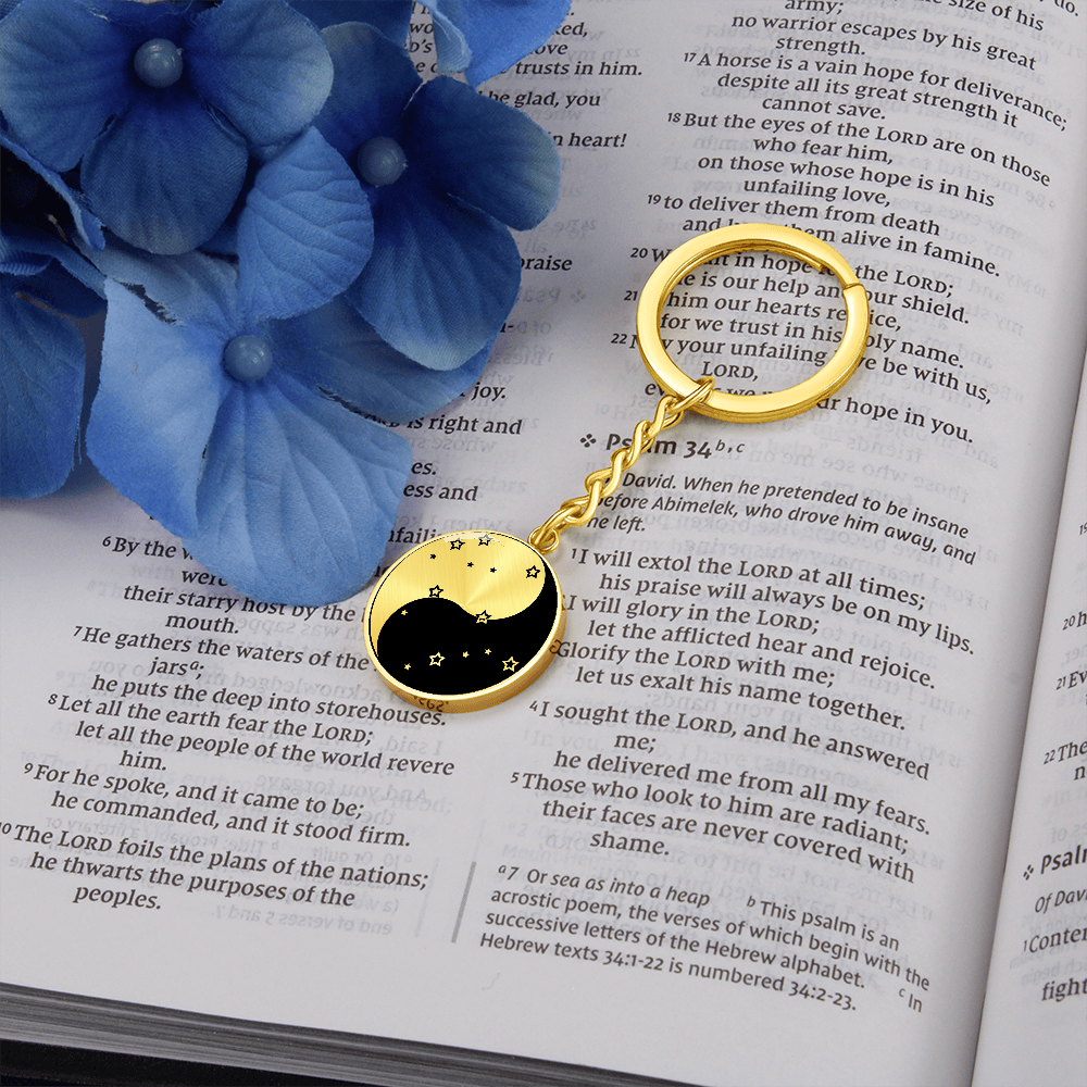 Gemini Yin Yang Pendant Keychain - Zodiac Constellation Jewelry