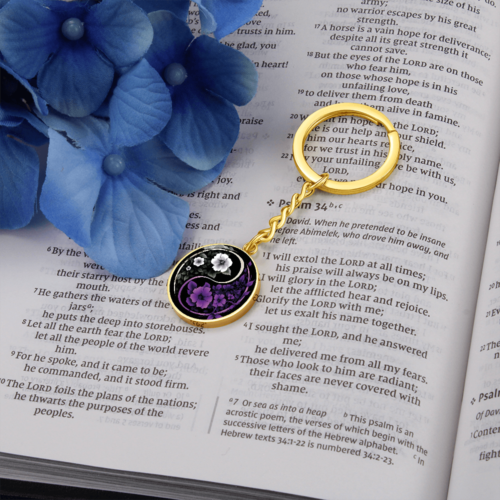 Violet Yin Yang Keychain