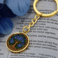 Celtic Tree of Life Pendant Keychain - Larkspur July Birth Flower Jewelry