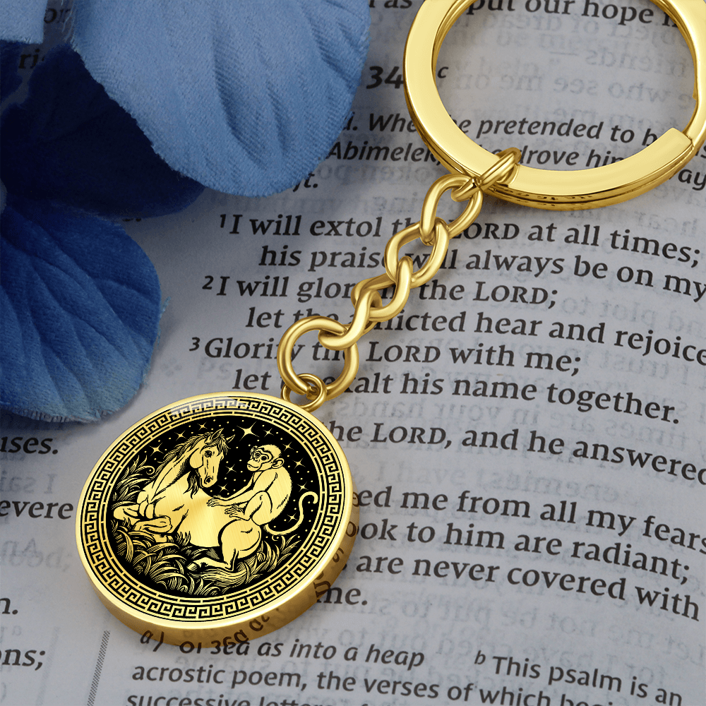 Monkey and Horse Keychain - Couples Chinese Zodiac Animal Pendant Jewelry