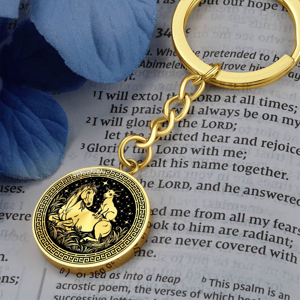 Goat and Horse Keychain - Couples Chinese Zodiac Animal Pendant Jewelry