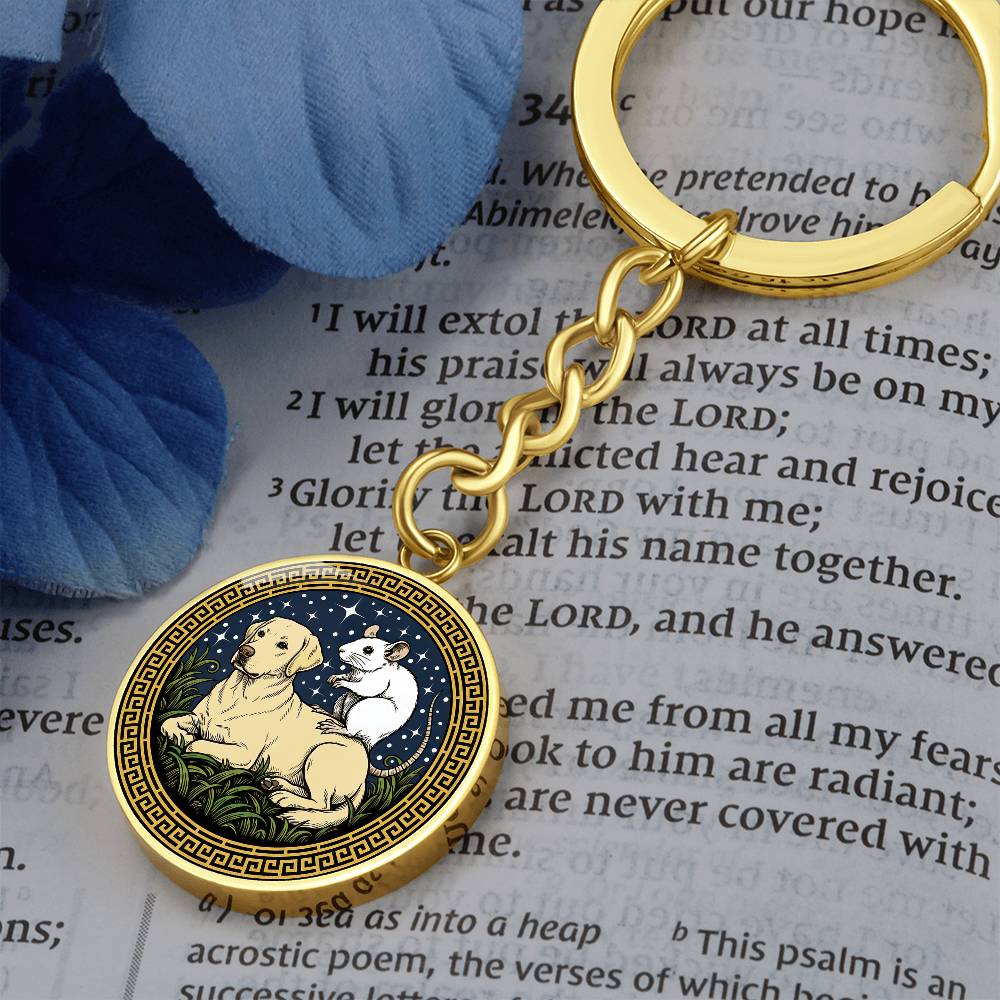 Dog and Rat Keychain - Couples Chinese Zodiac Animal Pendant Jewelry