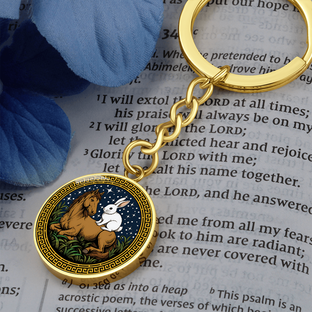 Rabbit and Horse Keychain - Couples Chinese Zodiac Animal Pendant Jewelry