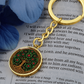 Celtic Tree of Life Pendant Keychain - Holly December Birth Flower Jewelry